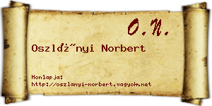Oszlányi Norbert névjegykártya
